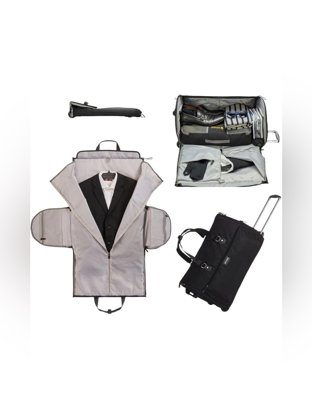 Biaggi 2-in-1 Garment Bag Travel Duffle Hangeroo Curve in Black - Picture 4 of 15